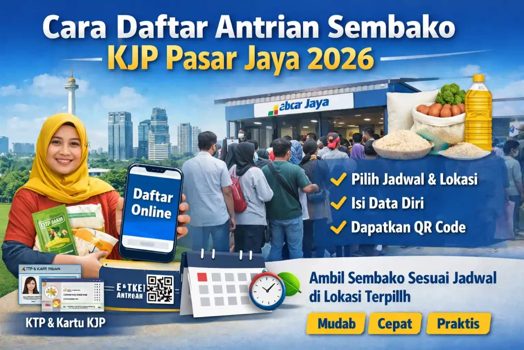 cara daftar antrian sembako kjp pasar jaya 2026