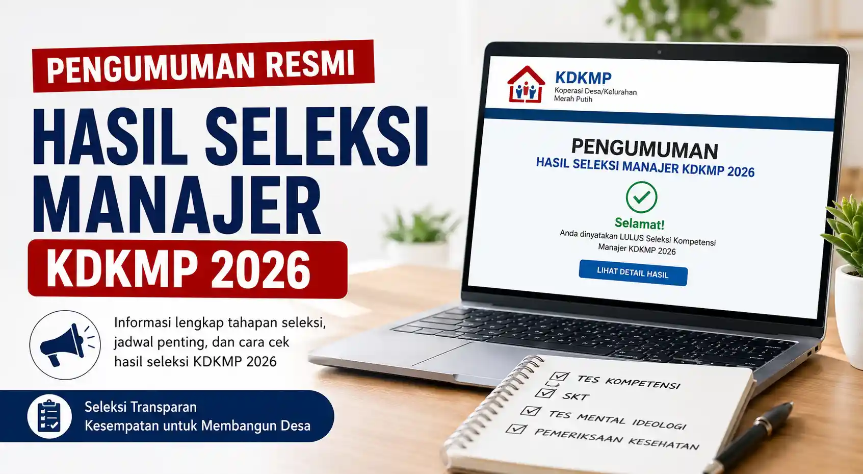 Pengumuman Hasil Seleksi Manajer KDKMP 2026 Pengumuman Hasil Seleksi Manajer KDKMP 2026