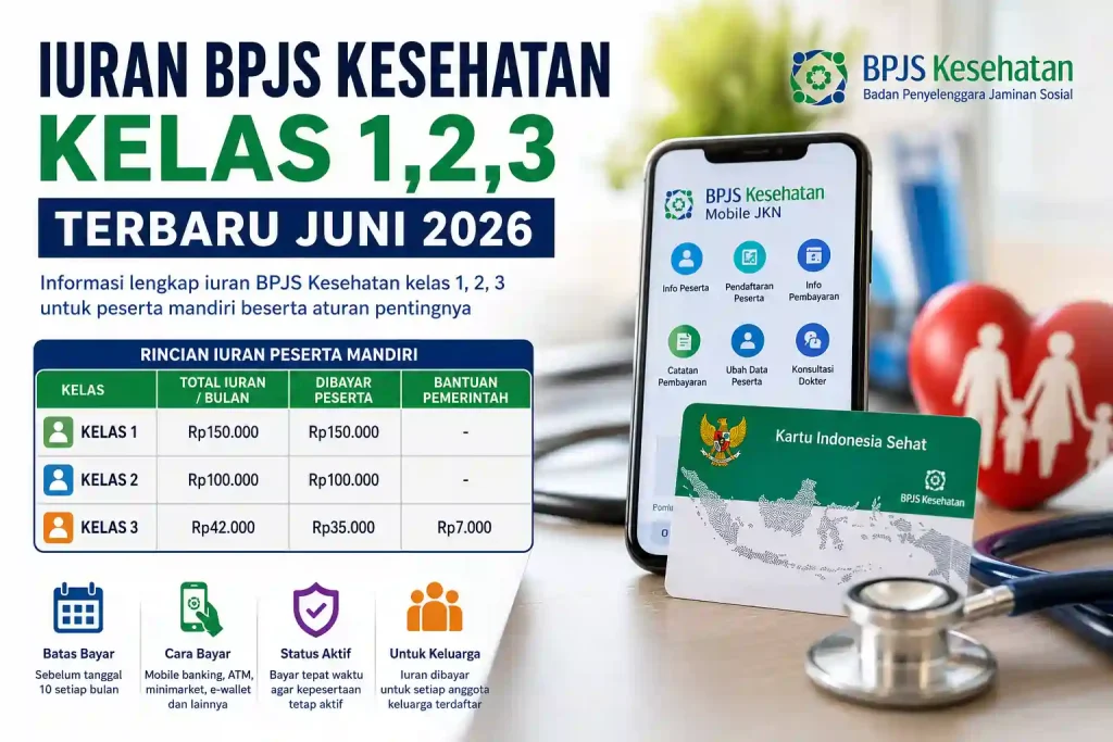 iuran BPJS Kesehatan kelas 1,2,3 terbaru Juni 2026 iuran BPJS Kesehatan kelas 1,2,3 terbaru Juni 2026
